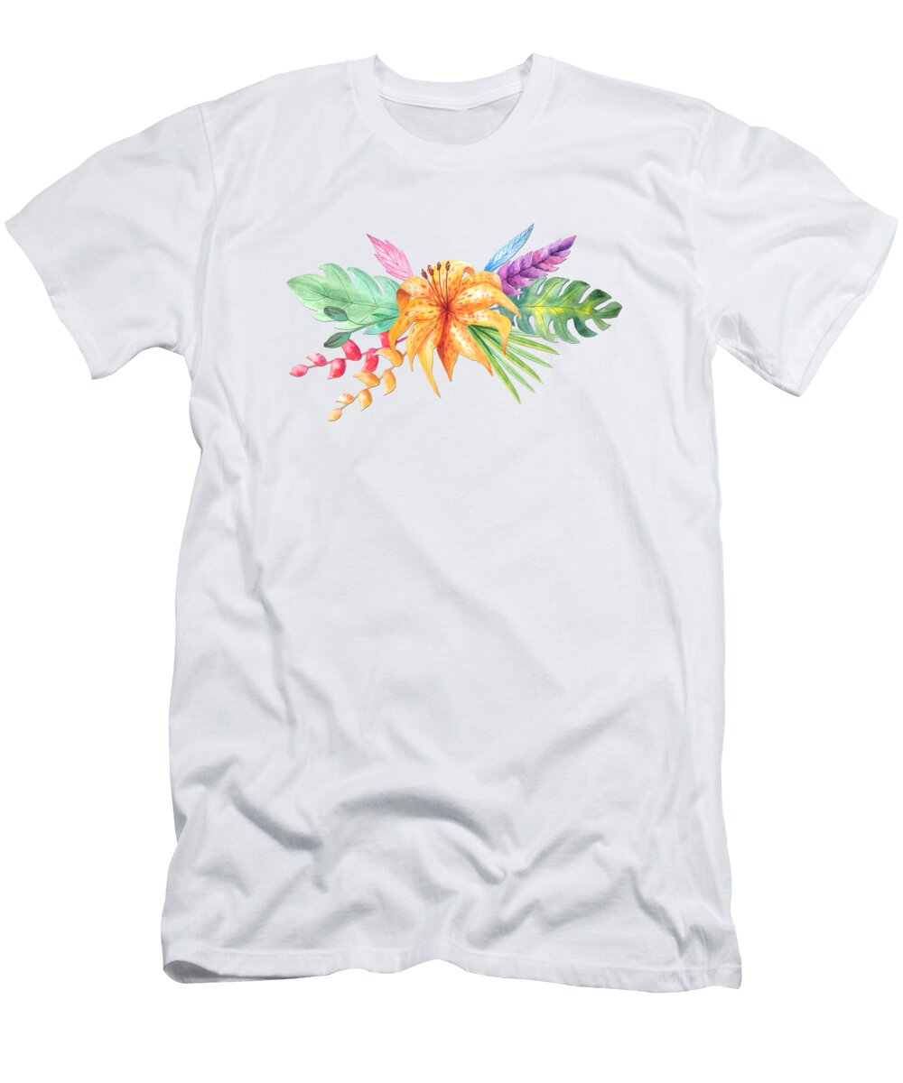 Tropical Watercolor Bouquet 4 Elaine Plesser T-Shirt
