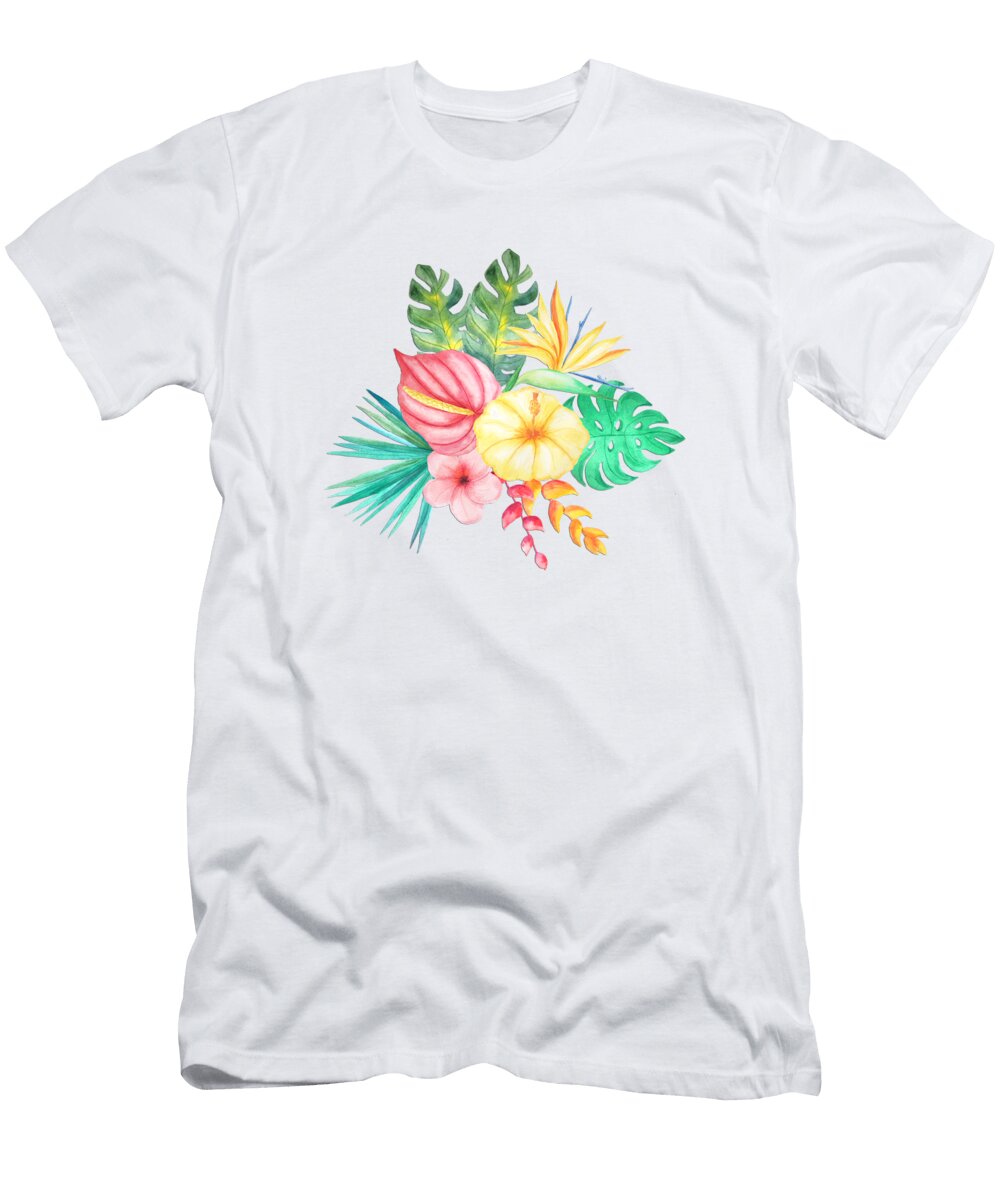 Tropical Watercolor Bouquet 6 Elaine Plesser T-Shirt