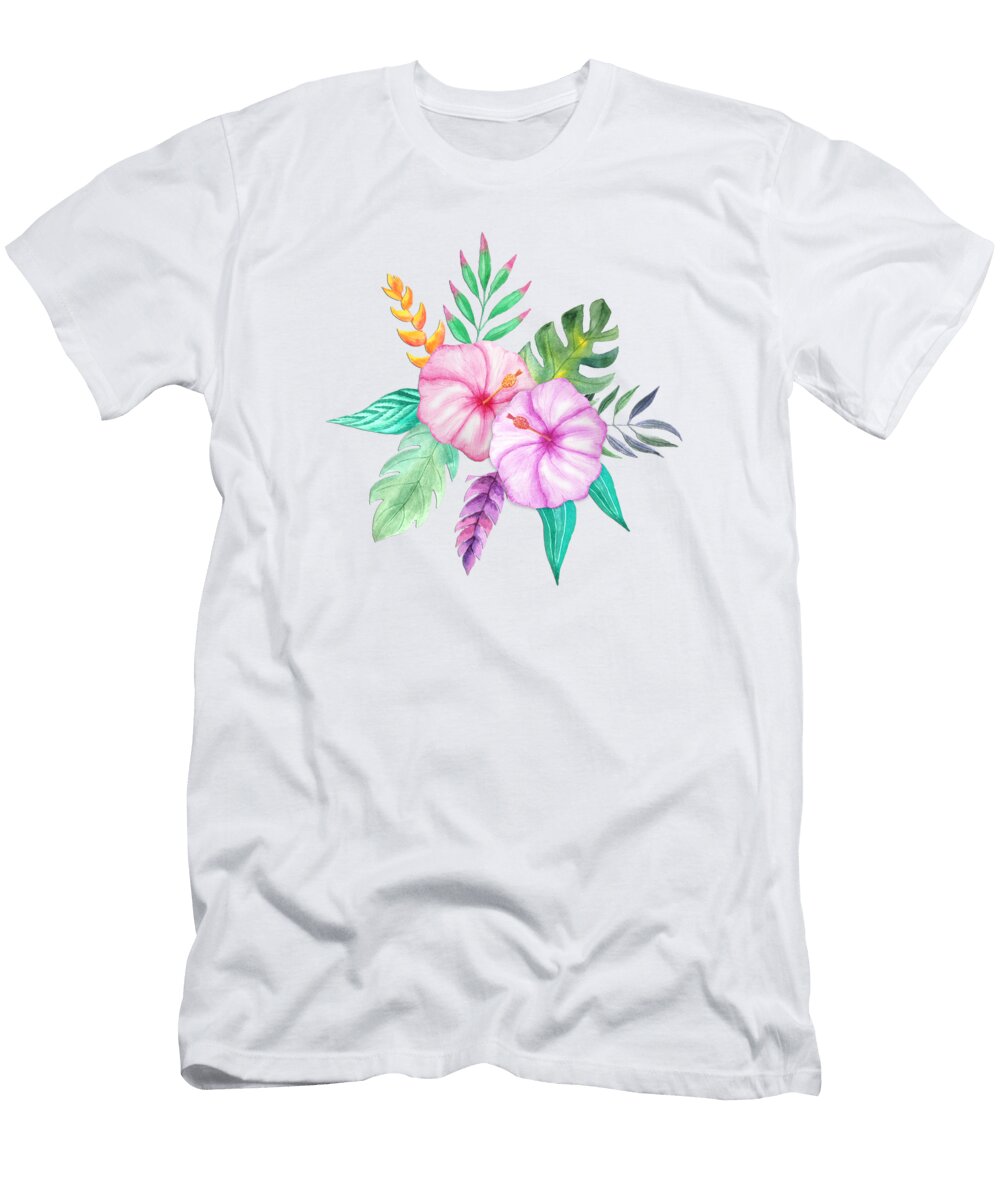Tropical Watercolor Bouquet 78 Elaine Plesser T-Shirt