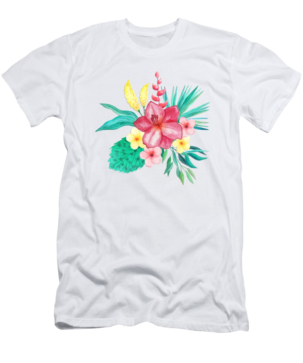 Tropical Watercolor Bouquet 9 Elaine Plesser T-Shirt