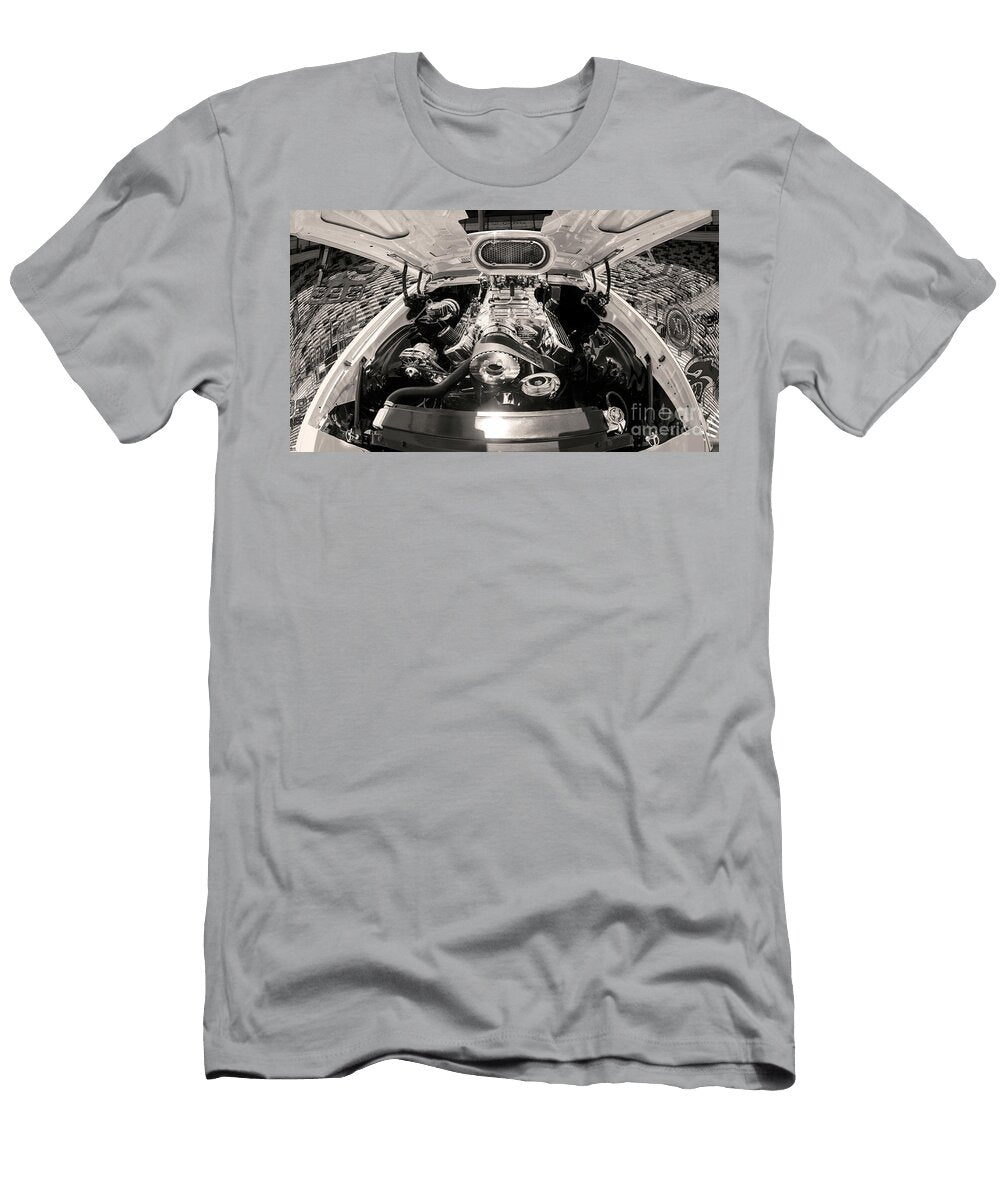 Turbocharged Engine Black and White Anthony Ellis T-Shirt