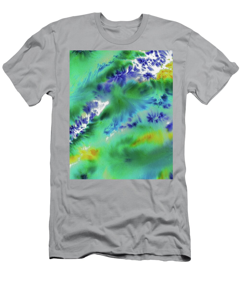 Turquoise Blue Green Abstract Cool Waters Watercolor Splashes Ii Irina Sztukowski T-Shirt