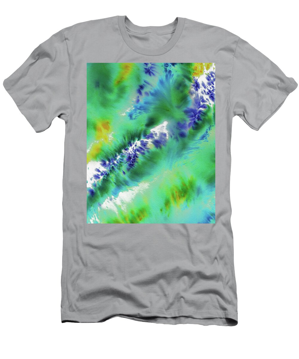Turquoise Blue Green Abstract Cool Waters Watercolor Splashes Iii Irina Sztukowski T-Shirt