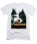 Two Cats Enjoying a Pancake Breakfast Whimsical Digital Art Eldre Delvie T-Shirt