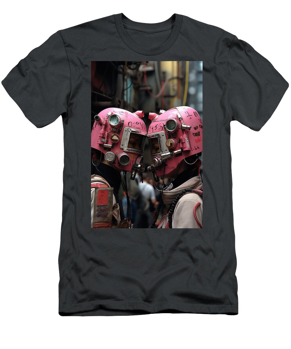 Two Futersitic Lovers Cyberpunk Ivor Kirwan T-Shirt