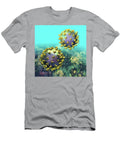 Two Hiv Particles on Light Blue Russell Kightley T-Shirt