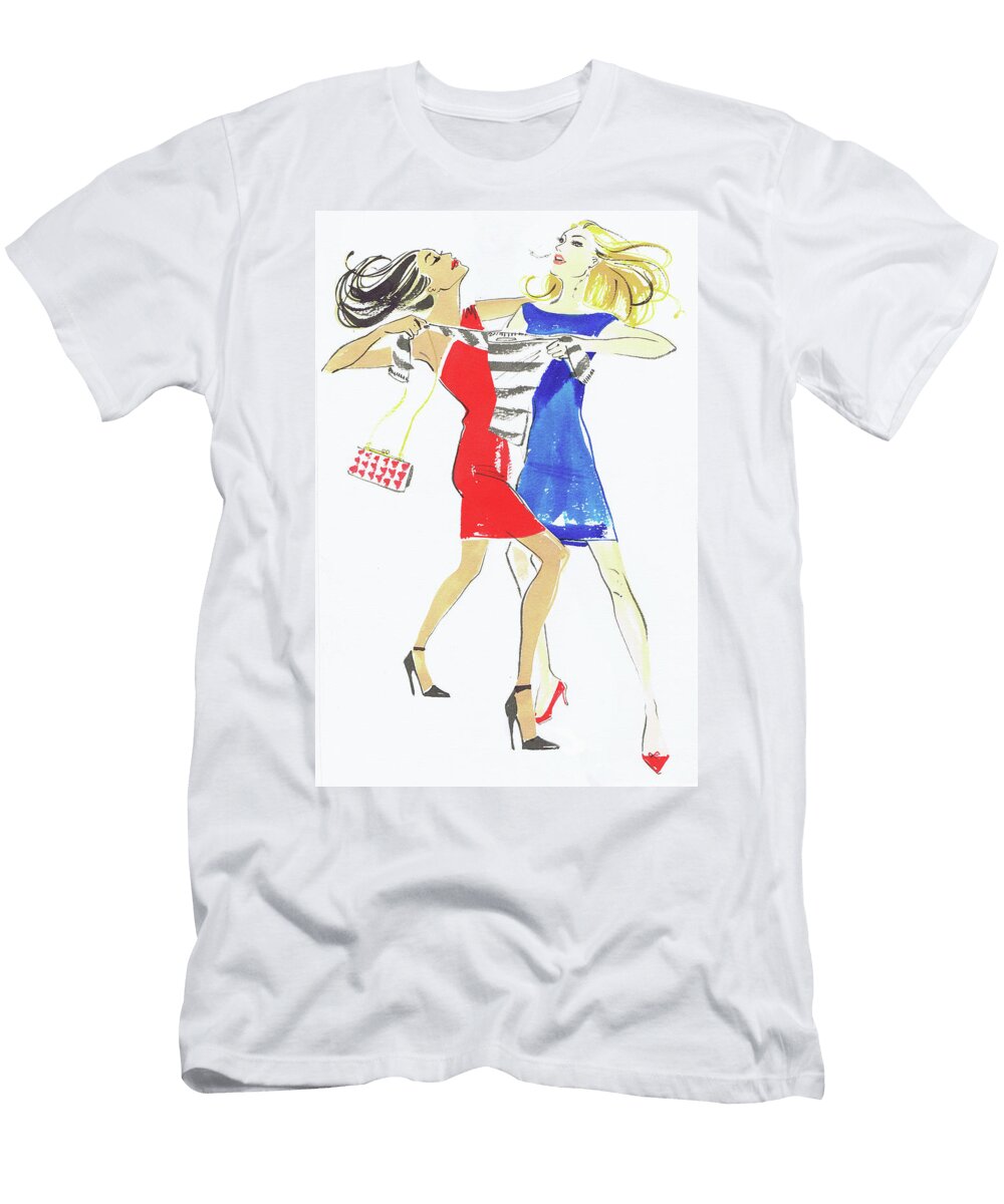 Two Women Fighting Over a Jumper Ikon Images T-Shirt