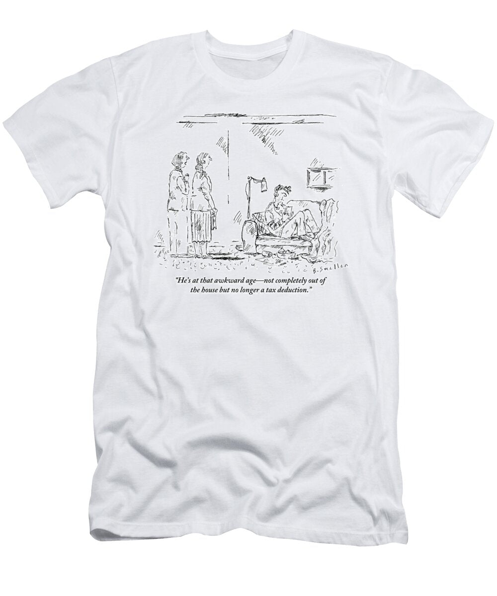 Two Women Stare At Dirty Guy on Couch Barbara Smaller T-Shirt