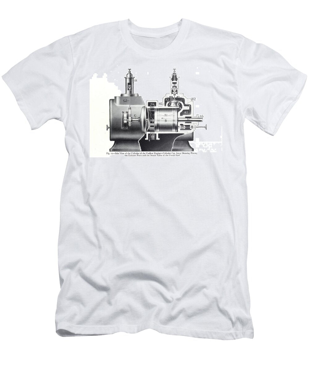 Uniflow Steam Engine Cylinder Diagram From 1917 Illustrating Int As5 Historic Illustrations T-Shirt