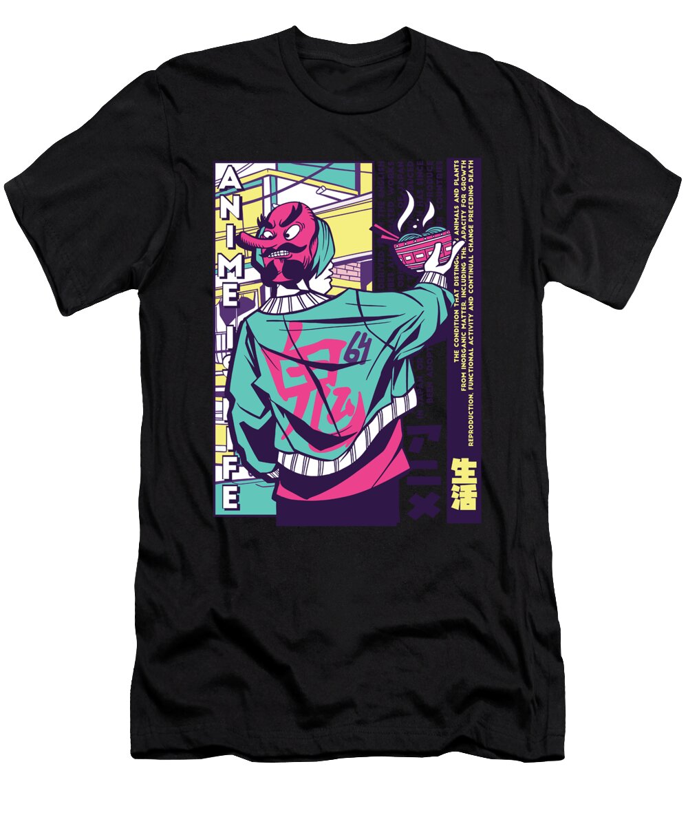 Urban Japanese Guy with Ramen Noodles Colorful Designed By Vexels T-Shirt