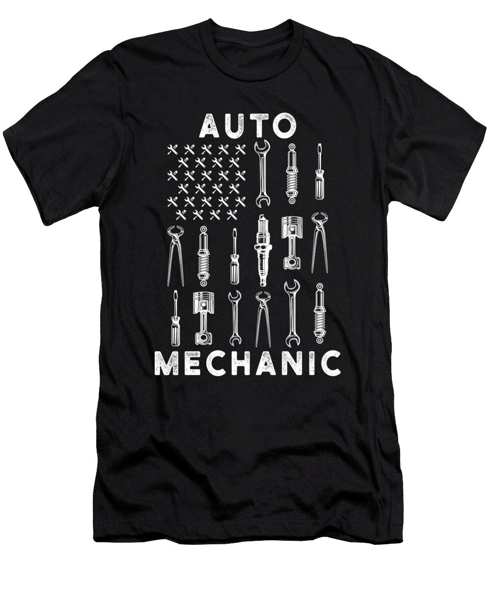 US Flag Wrench Workshop Screwdriver Mechanic Gift Thomas Larch T-Shirt