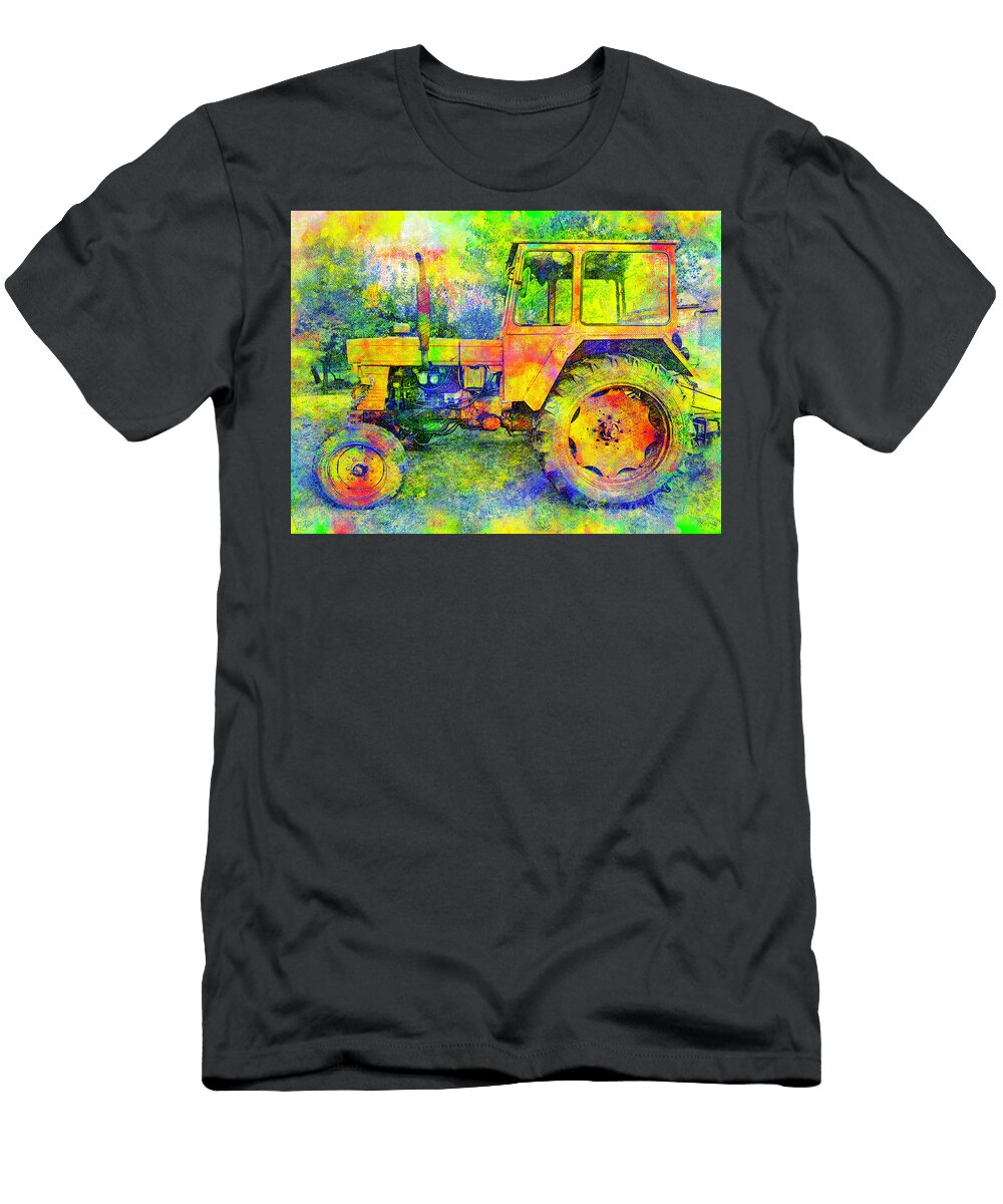 Utb 650 Tractor Side View Colorful Canvas Painting Nicko Prints T-Shirt