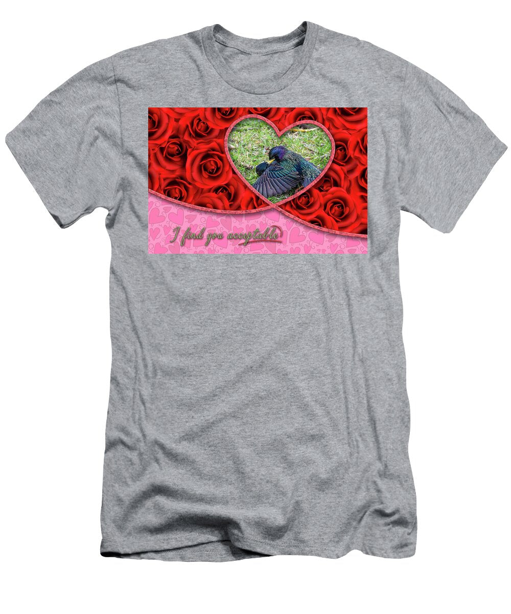 Valentines Day Card Cuddle Birds I Find You Acceptable John Twynam T-Shirt