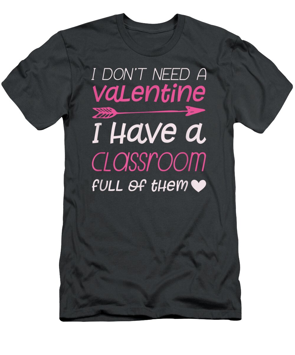 Valentines Day Teacher Cute Arrow Heart Pink Classroom Love Jaswik Charl T-Shirt