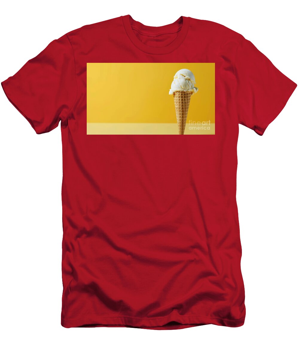 Vanilla Ice Cream Cone on Sunny Yellow Background Michal Bednarek T-Shirt