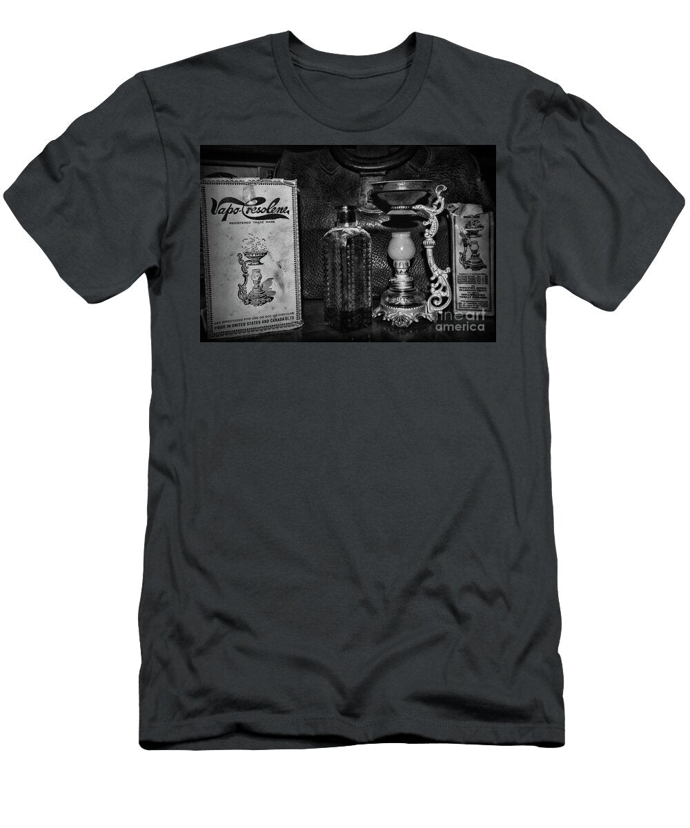Vapo Cresolene Vaporizer and Bottle Respiratory Remedy Black and White Paul Ward T-Shirt