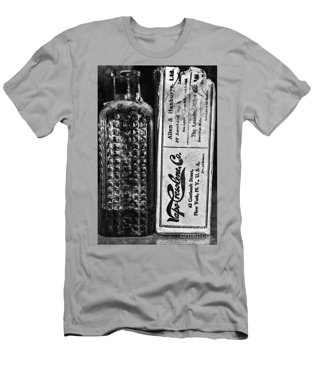 Vapo Cresolene Vaporizer Liquid Poison Bottle Black and White Paul Ward T-Shirt