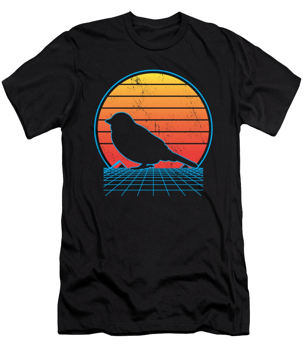 Vaporwave Bird Lover Birdwatching Bird Whisperer Binoculars Haselshirt T-Shirt
