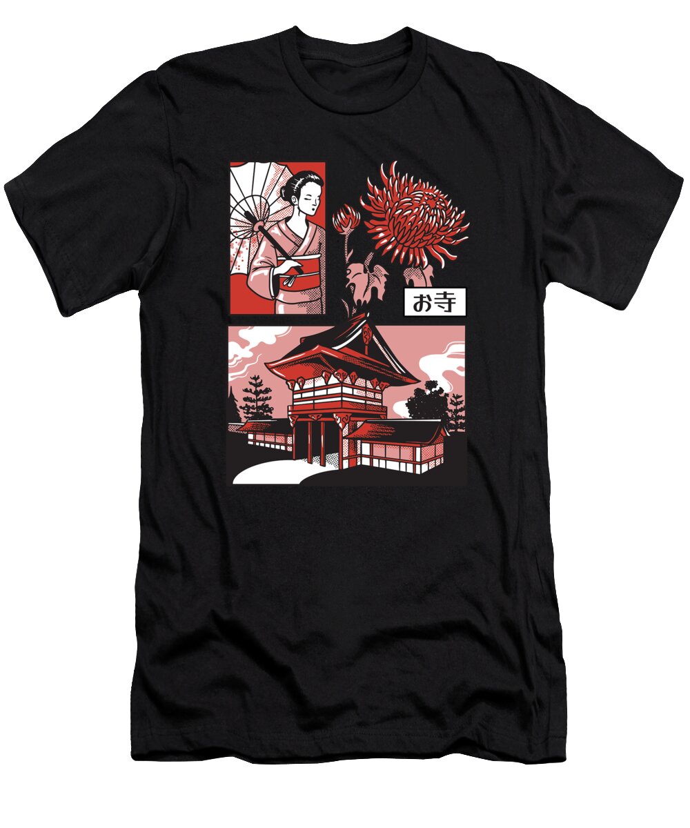 Vaporwave Buddhist Temple Kimono Aesthetic Japan Fuzius T-Shirt