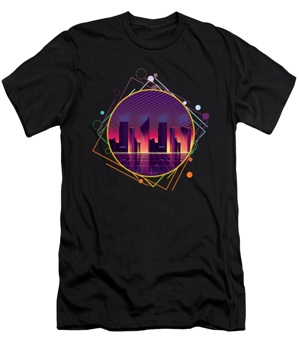 Vaporwave Cyber Neon City Shirtom T-Shirt