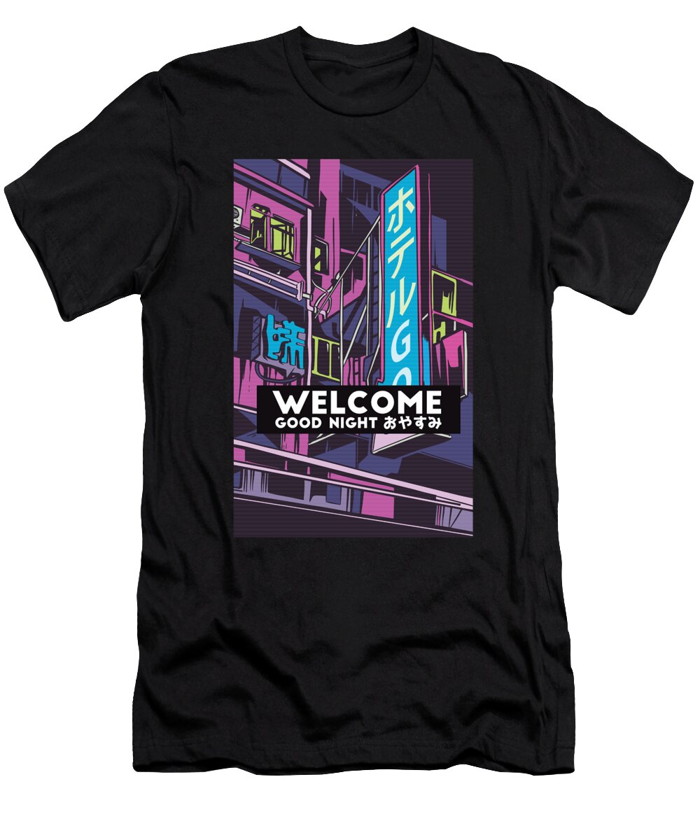 Vaporwave Neon Hotel Welcome Good Night Designed By Vexels T-Shirt