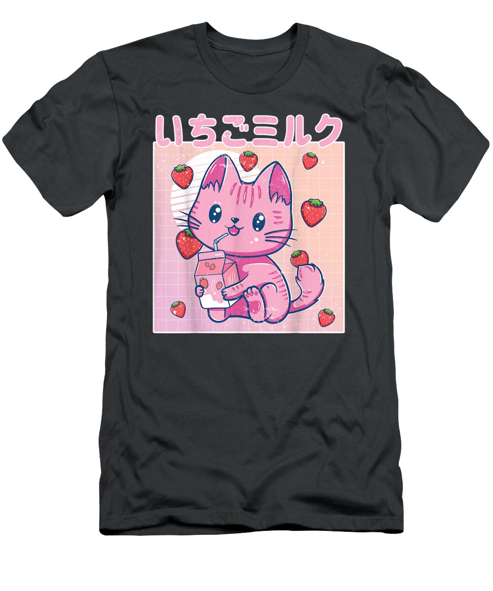 Vaporwave Strawberry Cat Tjay Liepa T-Shirt