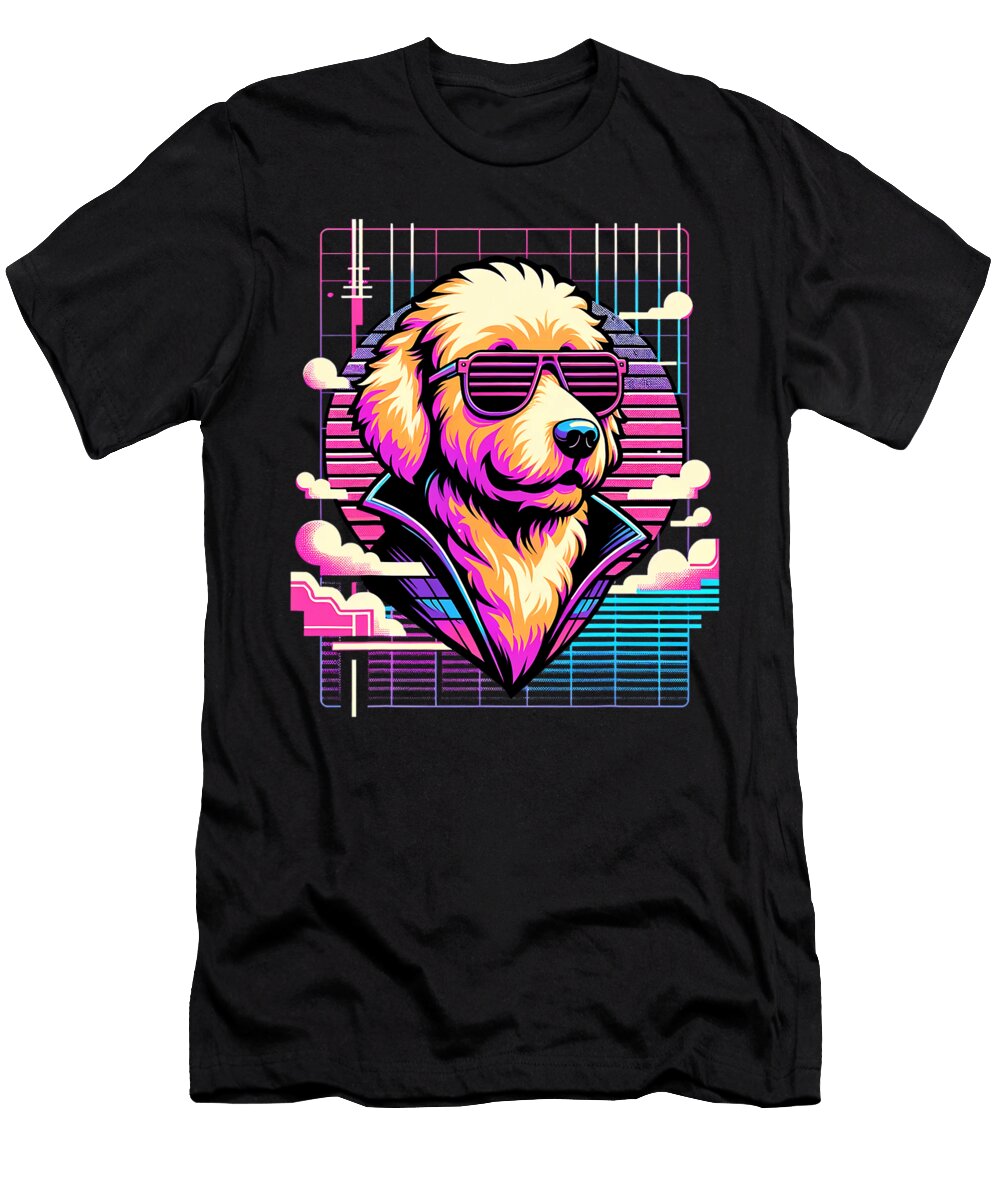 Vaporwave Synthwave Doodle Retro Golden Doodle Natalie Lidford T-Shirt