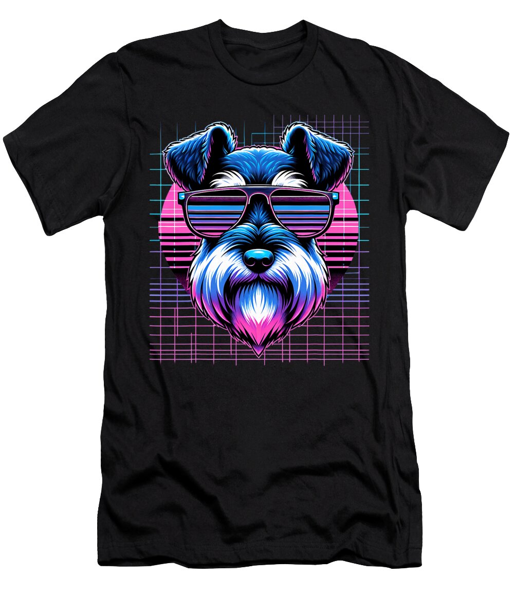 Vaporwave Synthwave Mini Schnauzer Retro Natalie Lidford T-Shirt