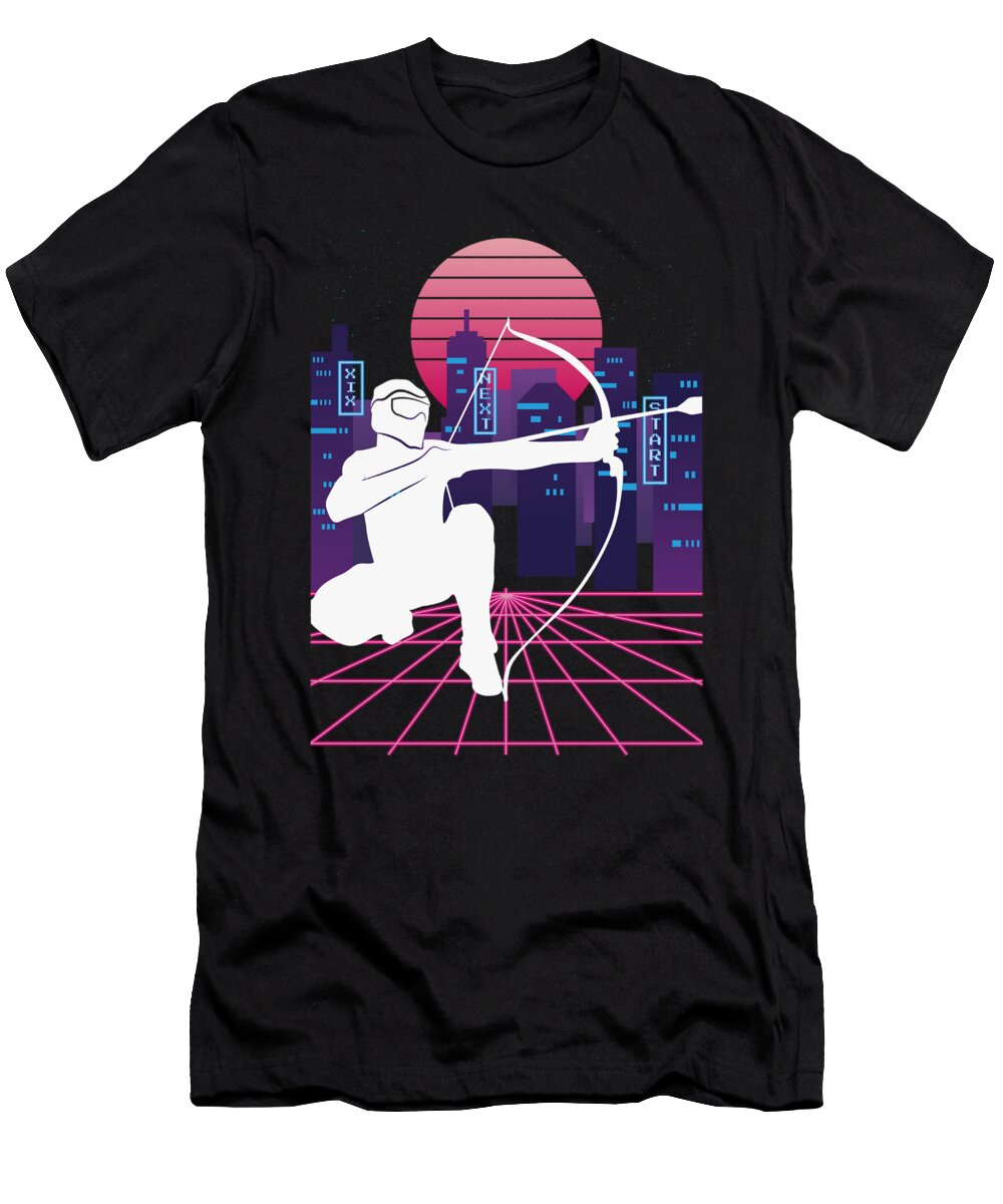 Vaporwave Synthwave Skyline Arrowtag Greenoptix T-Shirt
