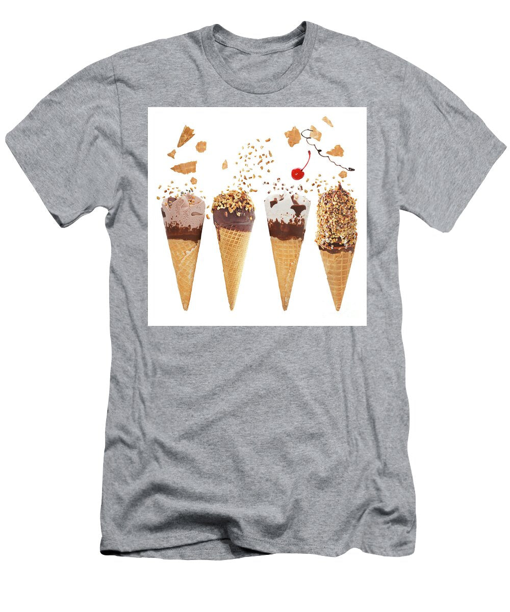 Various of Ice Cream Flavor in Cones on White Background Svetlana Foote T-Shirt
