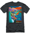 Vibrant Infrared Landscape Colorful Trees and Radiating Hill Caleb Ongoro T-Shirt