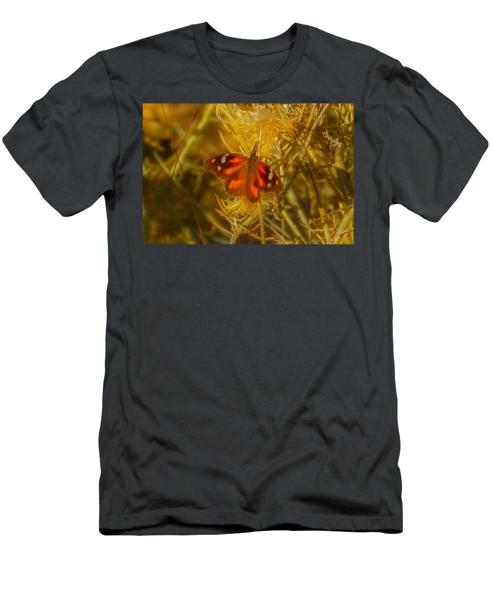 Vibrant Red Butterfly Amidst Thicket Mario G Rivera T-Shirt