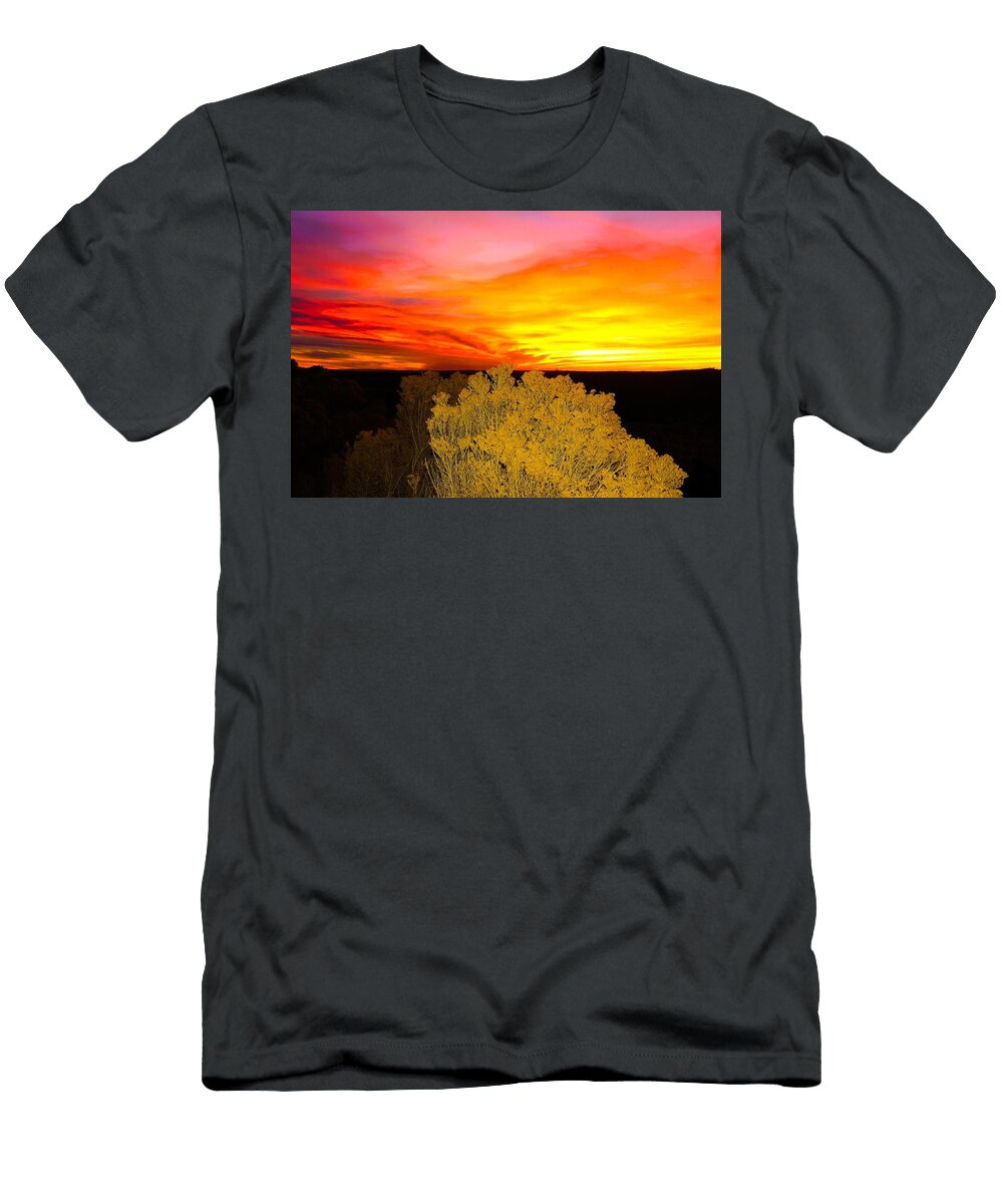 Vibrant Sunset Over a Forest Mario G Rivera T-Shirt