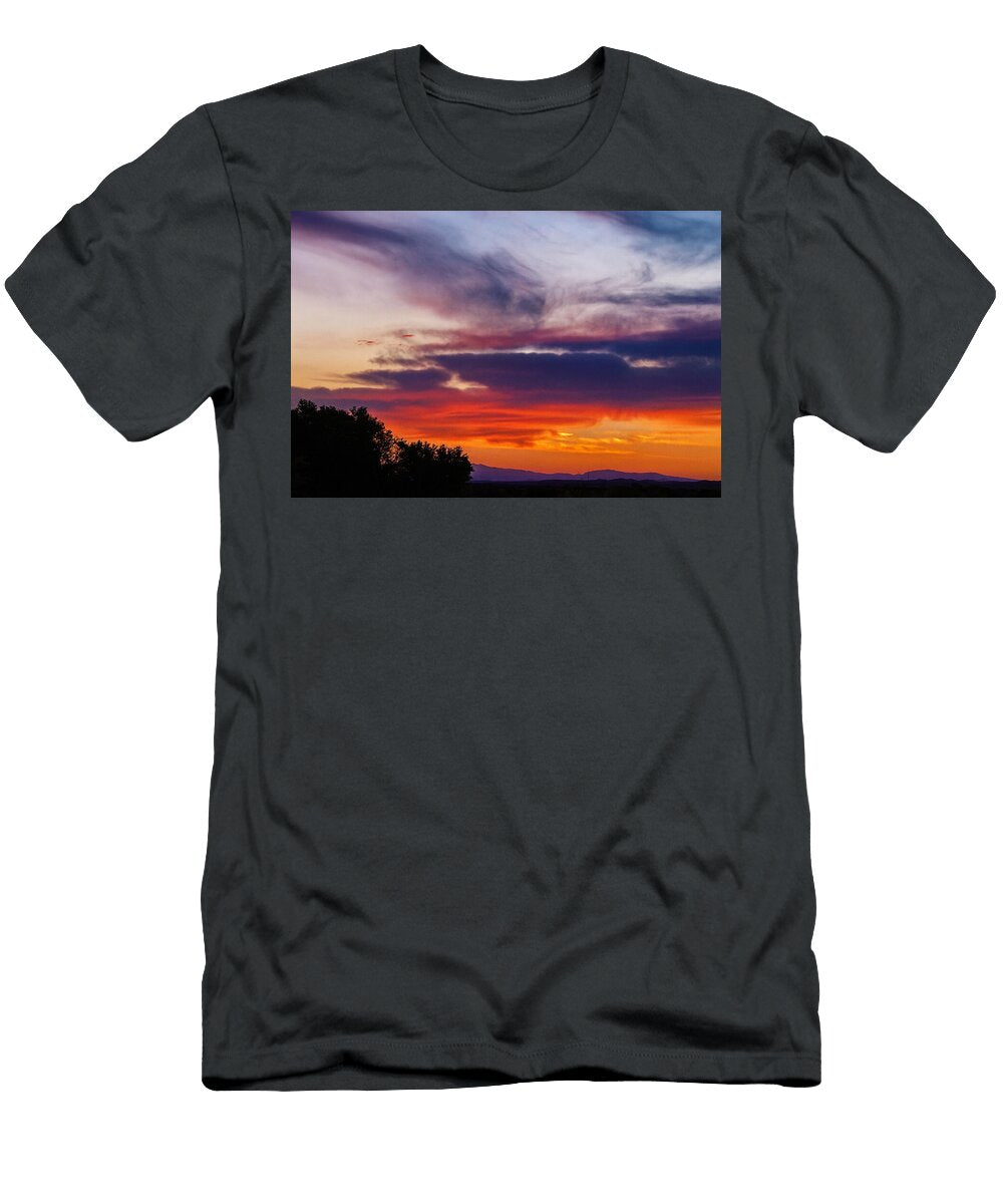 Vibrant Sunset Over Distant Mountains Mario G Rivera T-Shirt