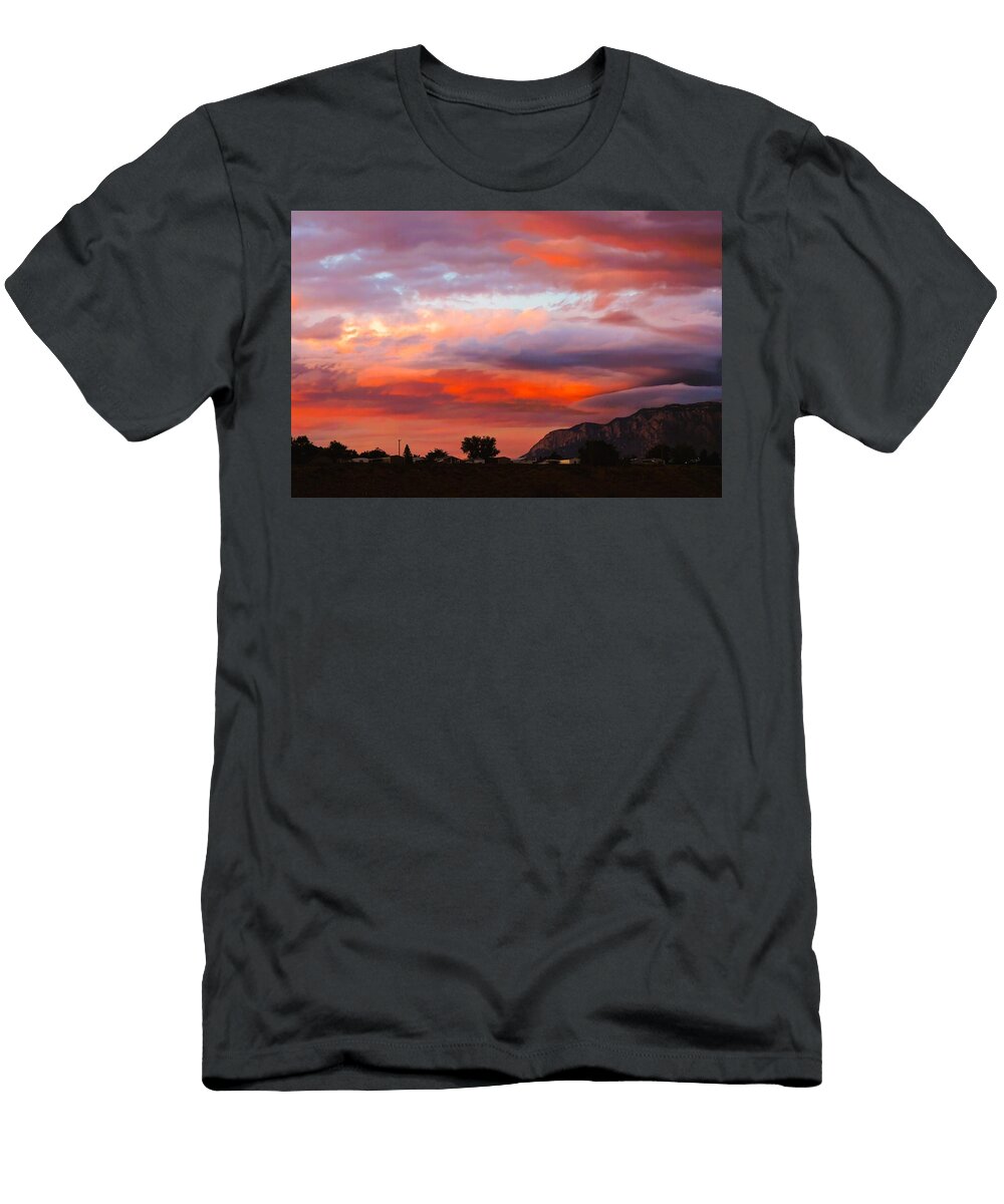 Vibrant Sunset Over Mountain Range Mario G Rivera T-Shirt