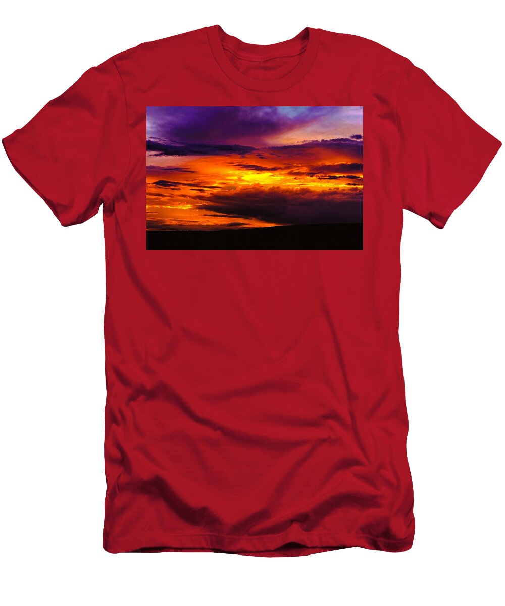 Vibrant Sunset Over Open Landscape Mario G Rivera T-Shirt