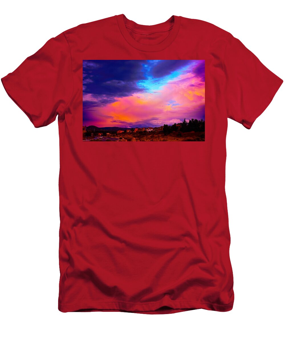 Vibrant Sunset Over Suburban Neighborhood Mario G Rivera T-Shirt