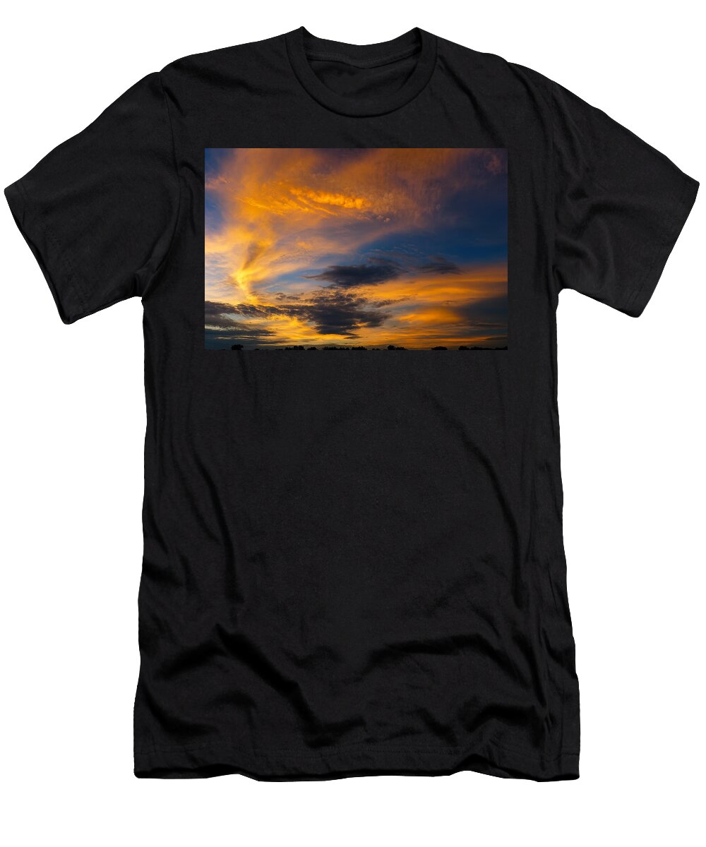Vibrant Sunset Over Tranquil Horizon Mario G Rivera T-Shirt