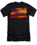 Vibrant Sunset with Silhouette Plane Mario G Rivera T-Shirt
