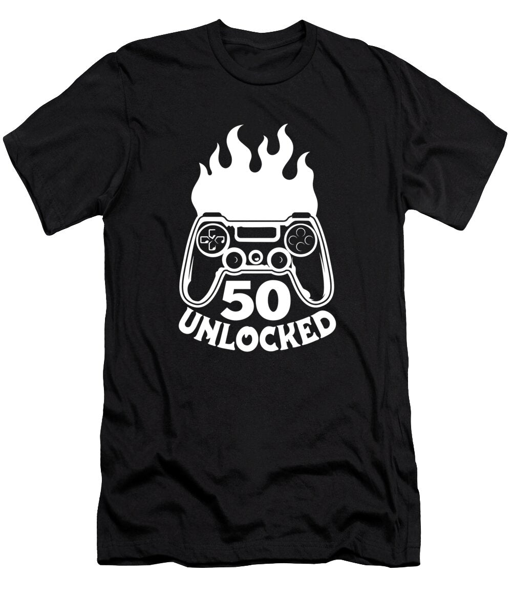 Video Games Birthday Gamer Gaming Level 50 Unlocked Crazy Squirrel T-Shirt