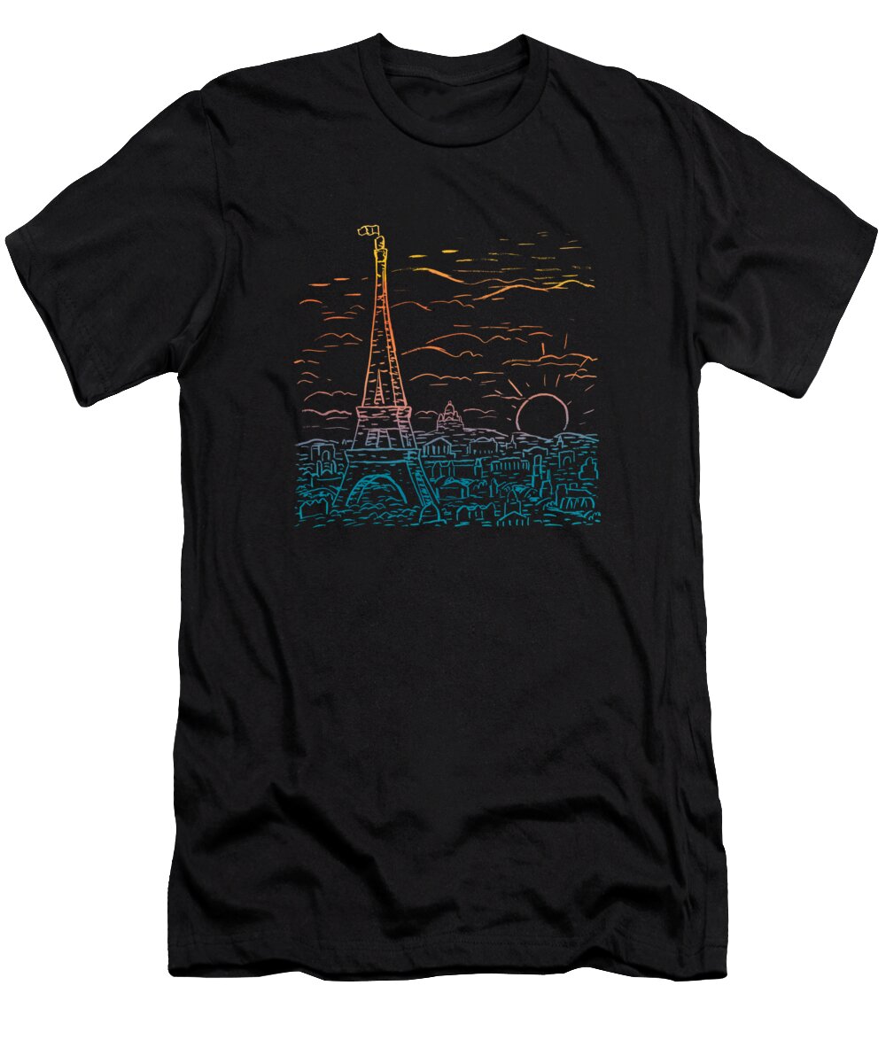 View of the Eiffel Tower in Paris Ca 1891 1941 Drawing Mounir Khalfouf T-Shirt