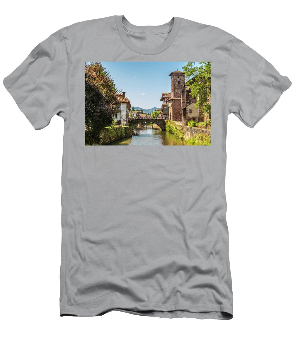 View of the River Nive on Its Way Through the Village of Saint Jean Pied De Port France Mario Eduardo Koufios Fraiz T-Shirt