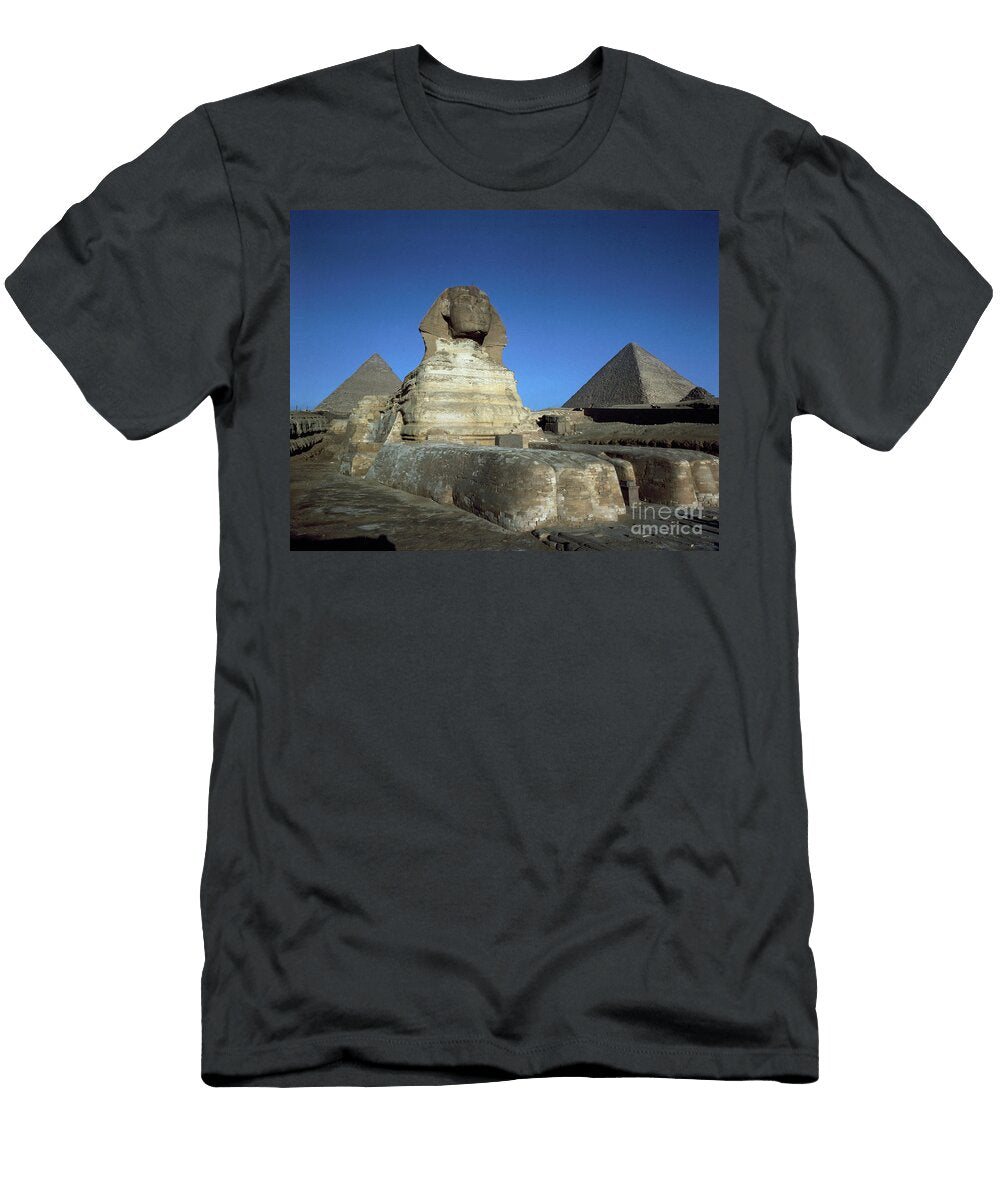 View of the Sphinx and Pyramids of Chephren and Cheops Egyptian T-Shirt