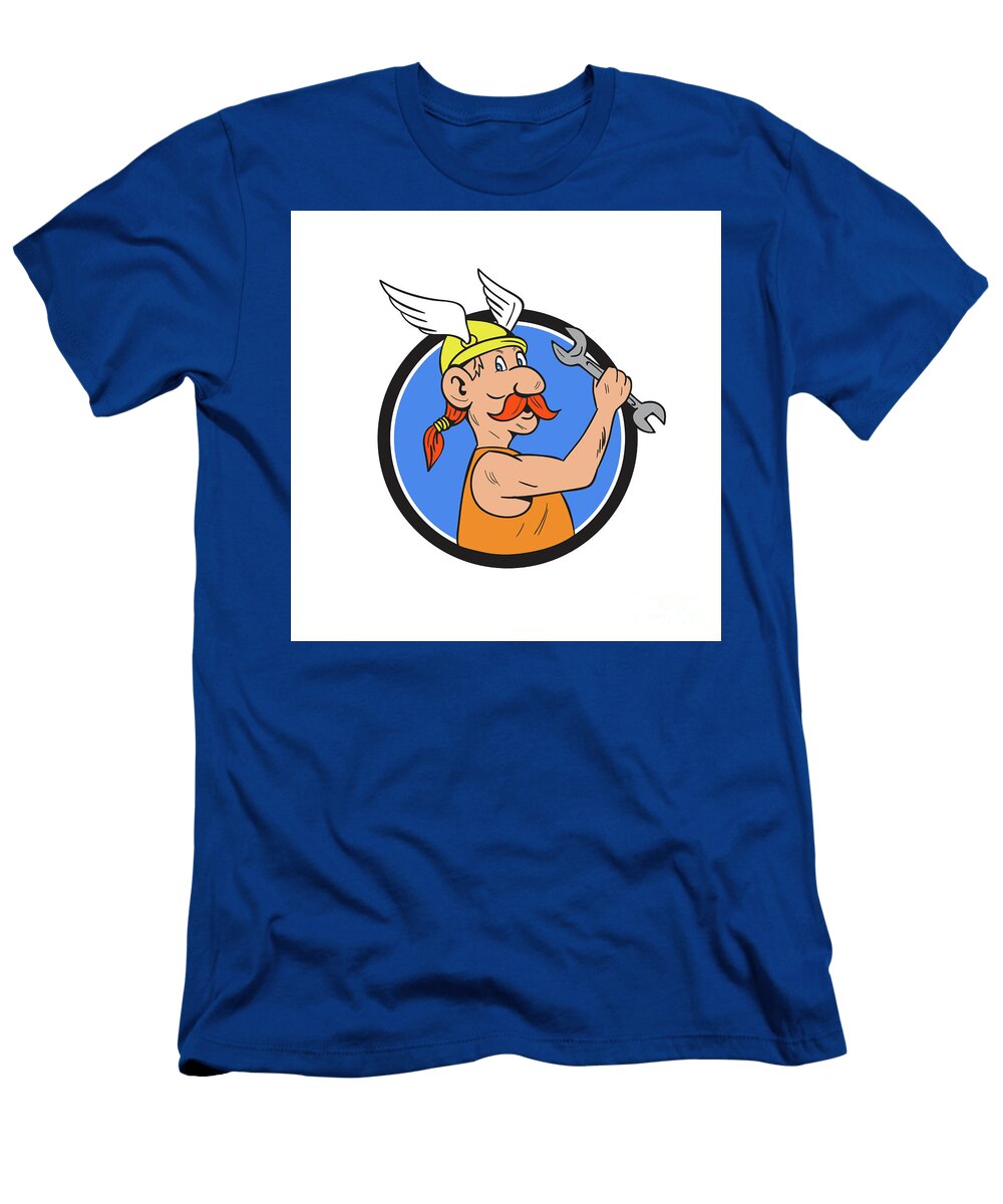 Viking Repairman Spanner Circle Cartoon Aloysius Patrimonio T-Shirt