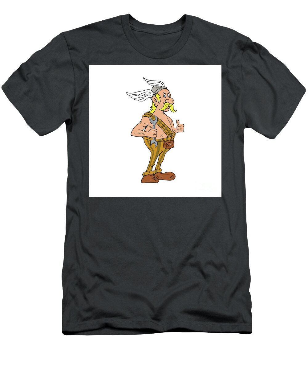 Viking Repairman Spanner Thumbs Up Cartoon Aloysius Patrimonio T-Shirt