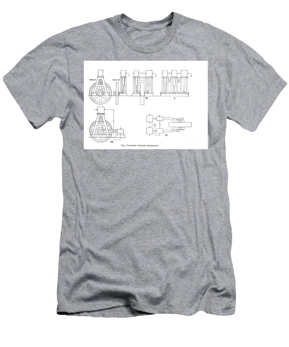 Vintage 1917 Engineering Diagram Illustrating Steam Engine Cylin As3 Historic Illustrations T-Shirt