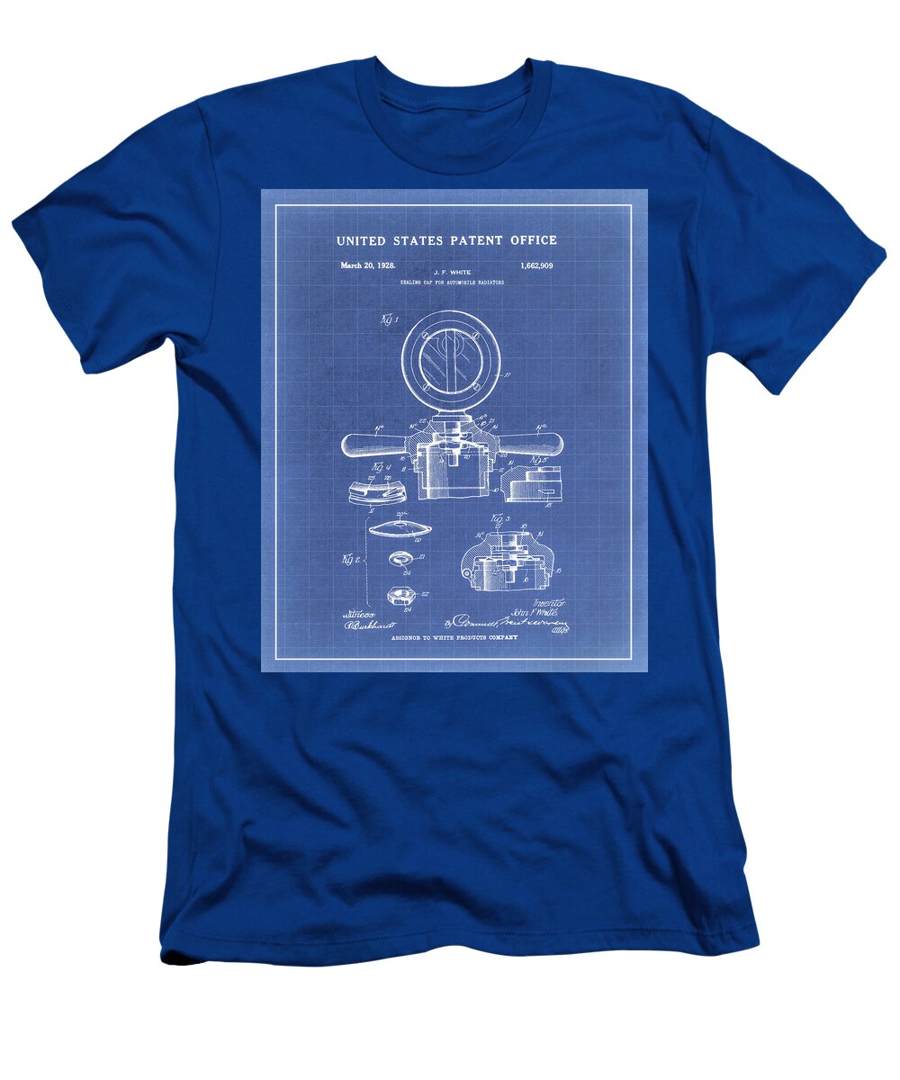 Vintage 1928 Radiator Cap Ornament Blueprint Dale Kincaid T-Shirt