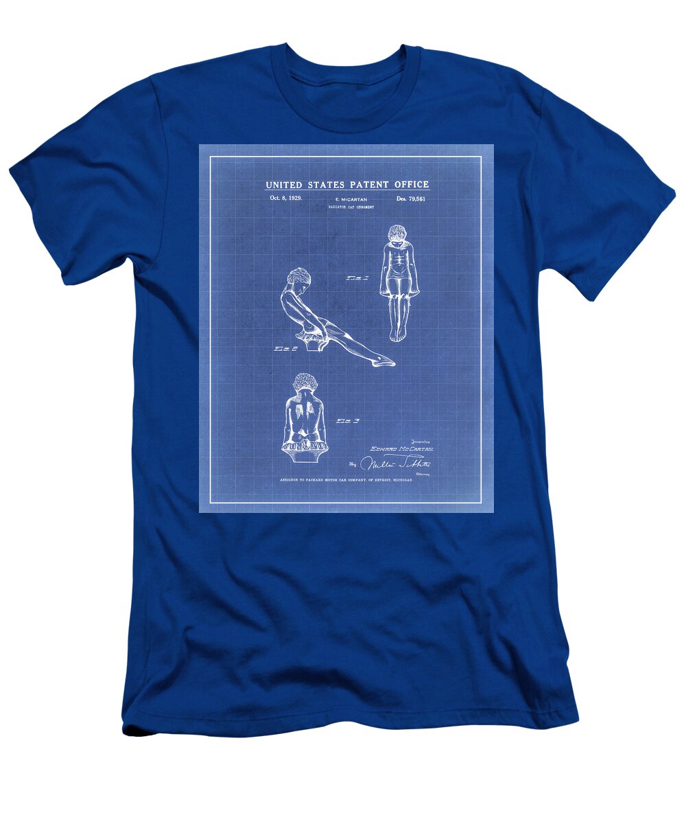 Vintage 1929 Packard Adonis Radiator Cap Blueprint Dale Kincaid T-Shirt