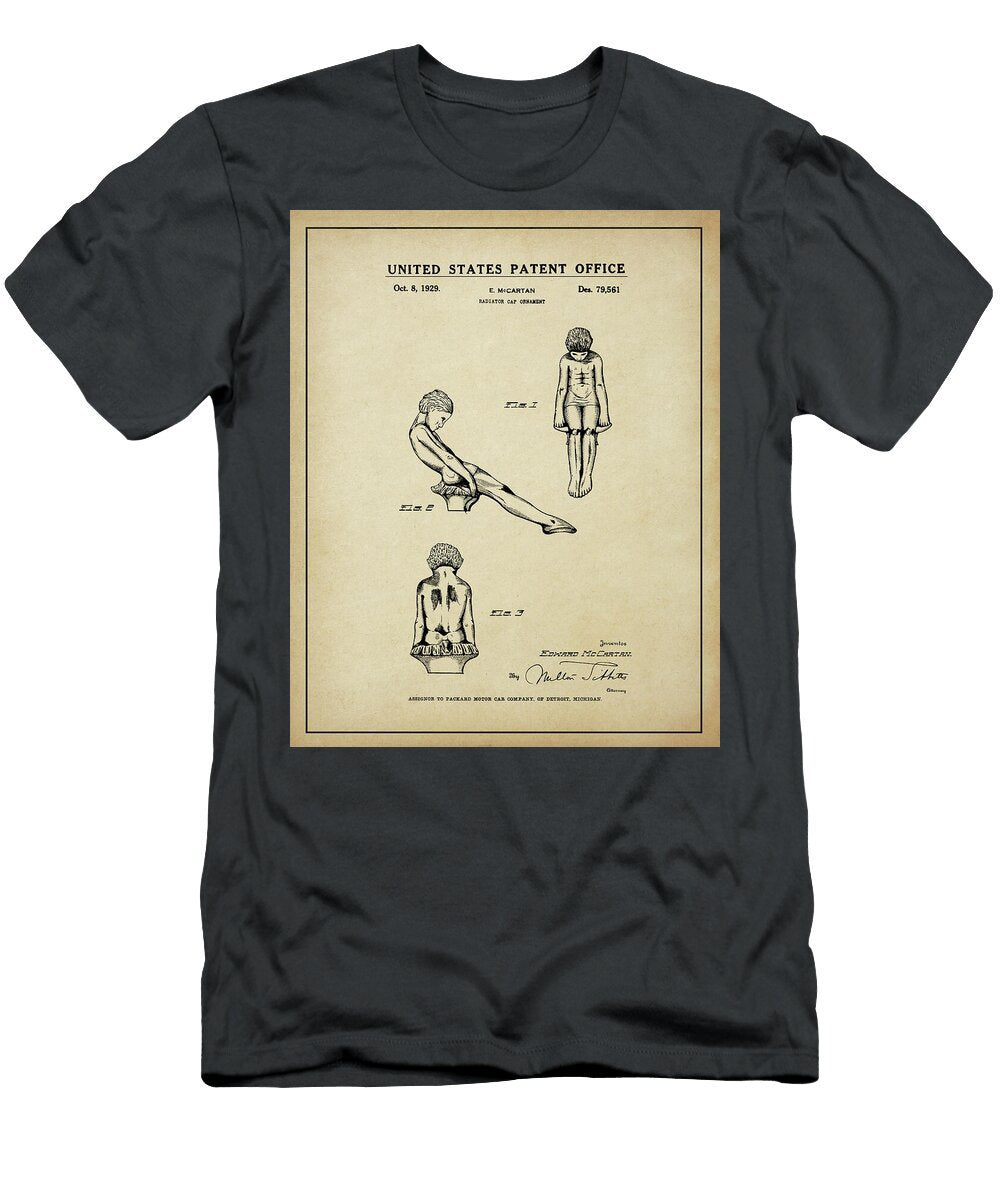 Vintage 1929 Packard Adonis Radiator Cap Patent Dale Kincaid T-Shirt