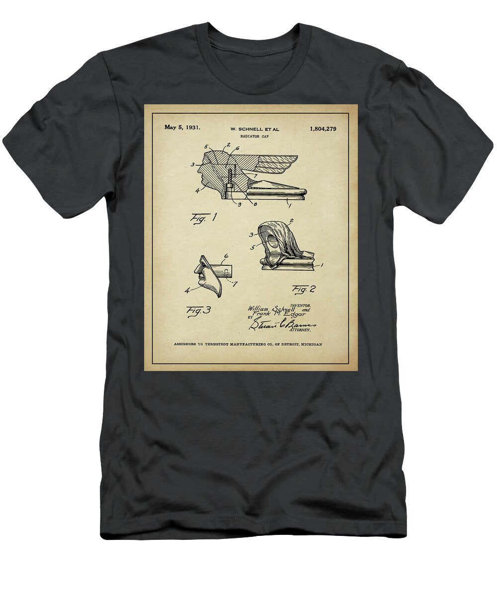 Vintage 1931 Packard Goddess Radiator Cap Patent Dale Kincaid T-Shirt